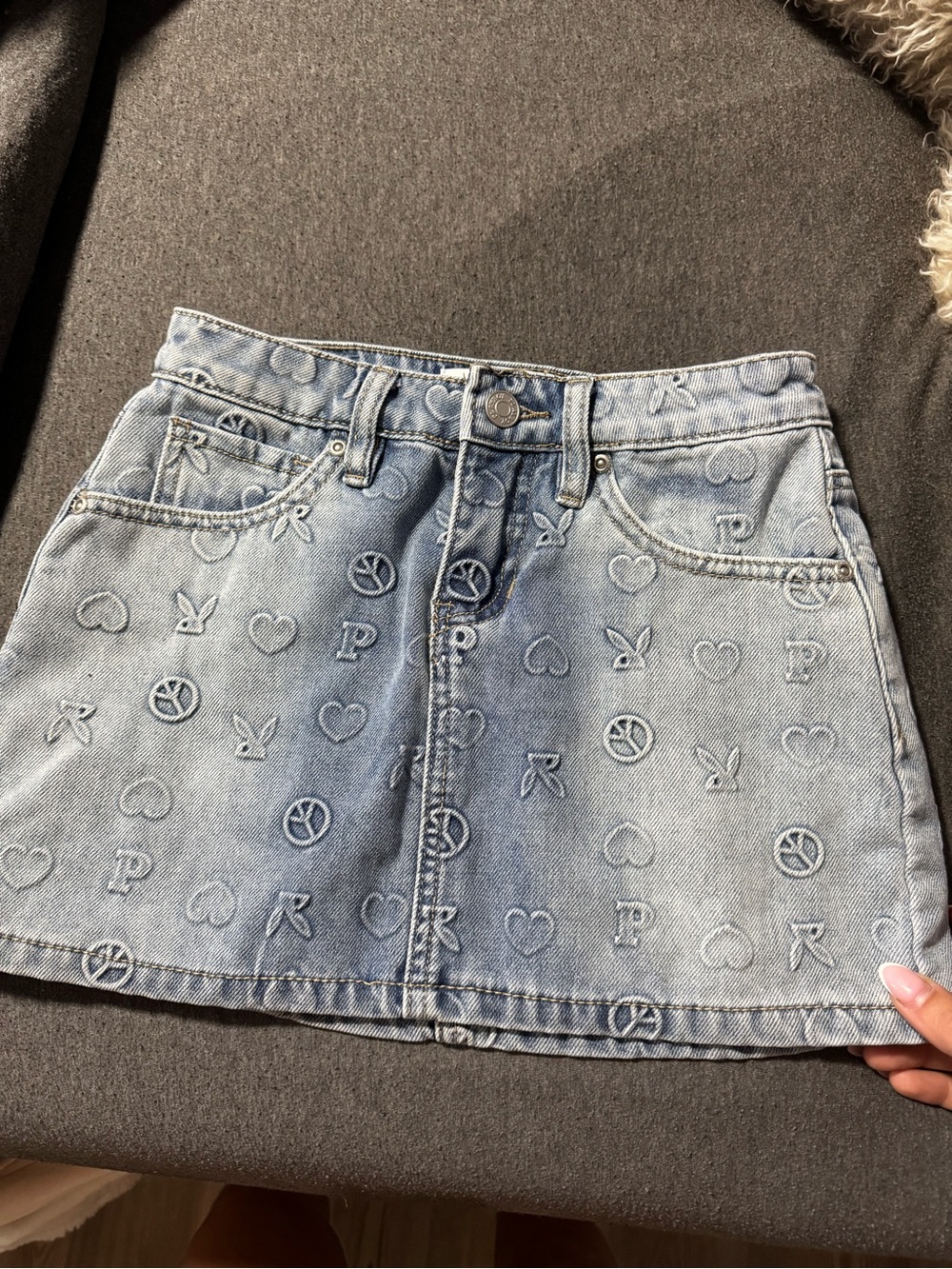 PLAYBOY Light Blue Embroidered Denim Mini Skirt